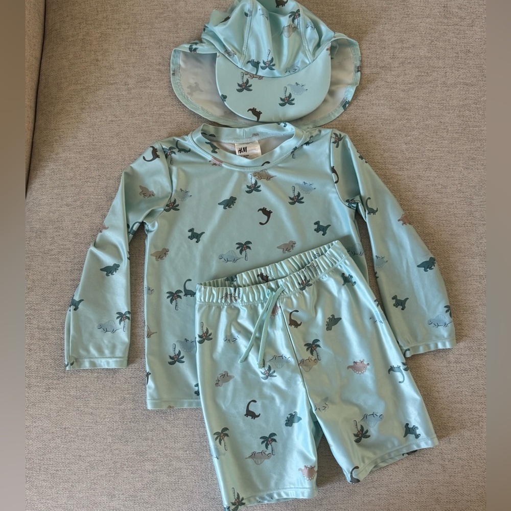 H&M Toddler Swim Rashguard Set Light Blue Size 3-4T - Picture 2 of 7